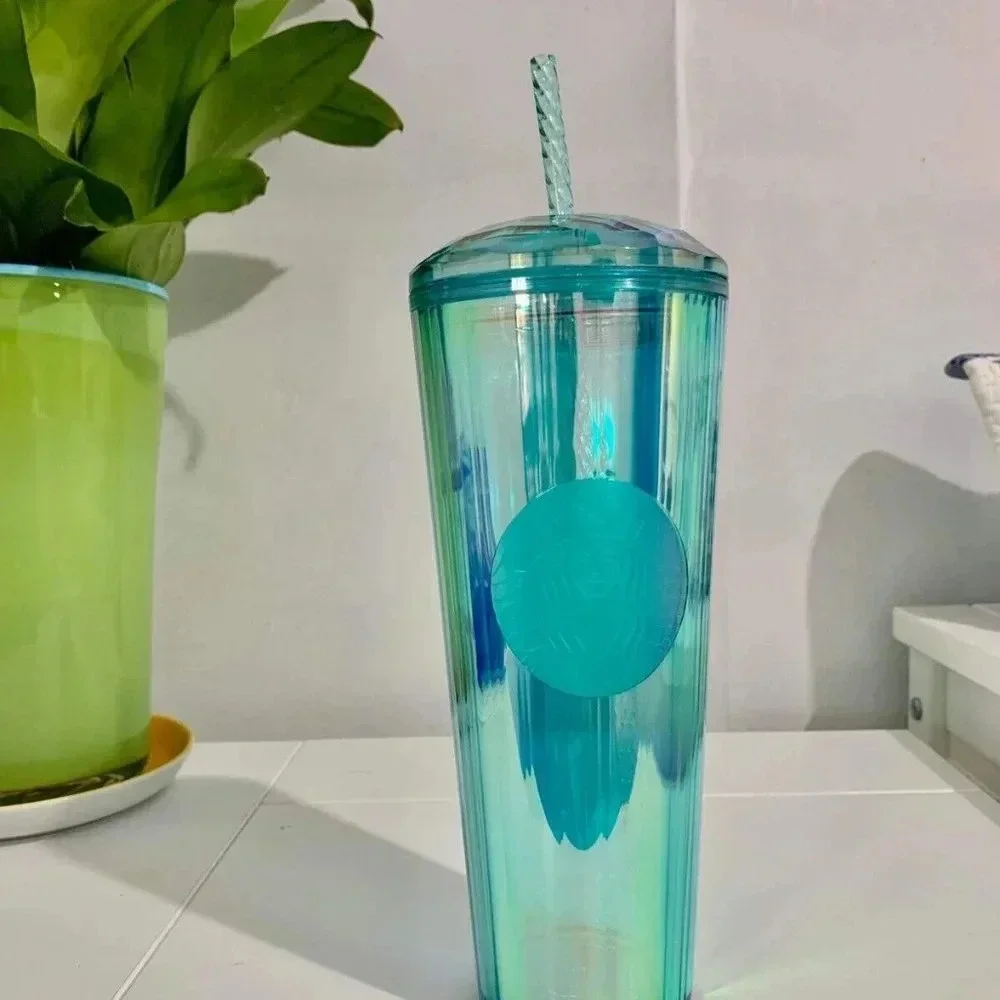 NEW Starbucks Asia Limited Turquoise Blue Cold Tumbler , Dome Lid + Straw
